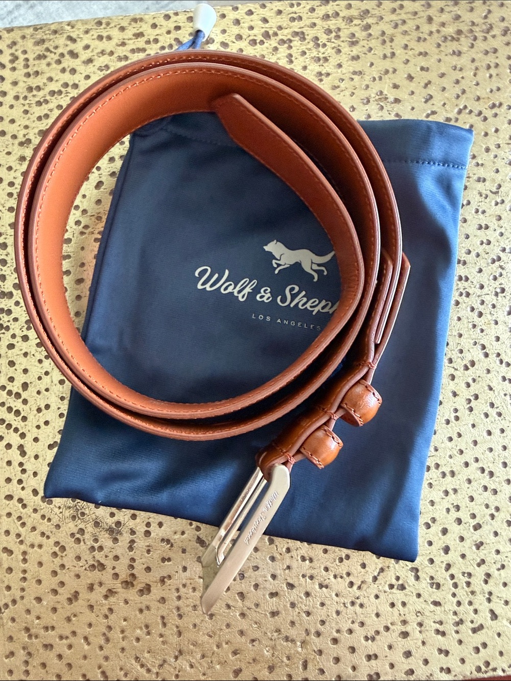 Wolf & Shepherd Leather Belt Sz 34 Made in Italy